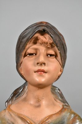 Antique French Bust of Young Girl in Plaster, 1910s-CTD-1793016