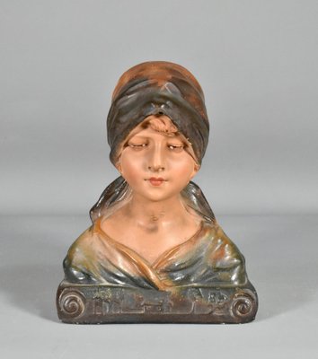 Antique French Bust of Young Girl in Plaster, 1910s-CTD-1793016