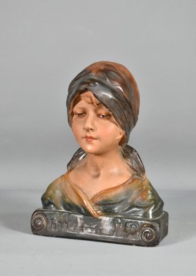 Antique French Bust of Young Girl in Plaster, 1910s-CTD-1793016