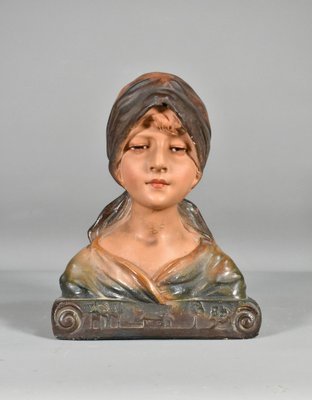 Antique French Bust of Young Girl in Plaster, 1910s-CTD-1793016