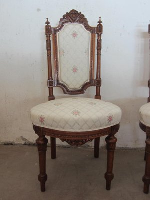 Antique French Carved Walnut Dining Chairs, Set of 2-CDG-595330