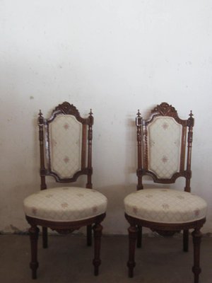 Antique French Carved Walnut Dining Chairs, Set of 2-CDG-595330