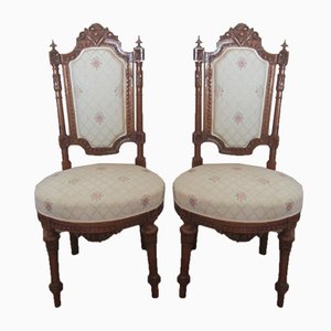 Antique French Carved Walnut Dining Chairs, Set of 2-CDG-595330