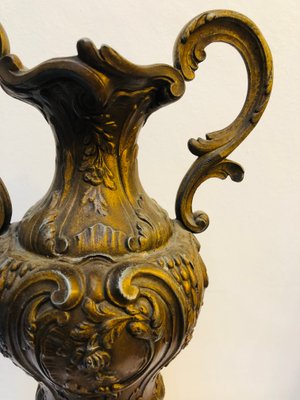 Antique French Cast Bronze and Marble Base Amphora, 1920s-RZY-1110996