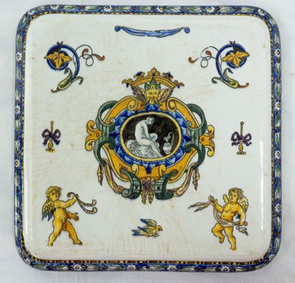 Antique French Coaster in Porcelain from Gien-RIU-1346162