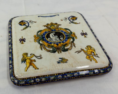 Antique French Coaster in Porcelain from Gien-RIU-1346162