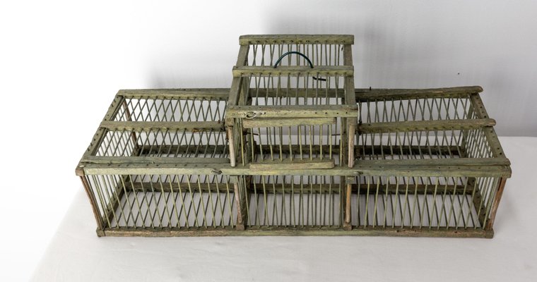 Antique French Country Beech & Iron Bird Cage, 1890s-RIU-1433123