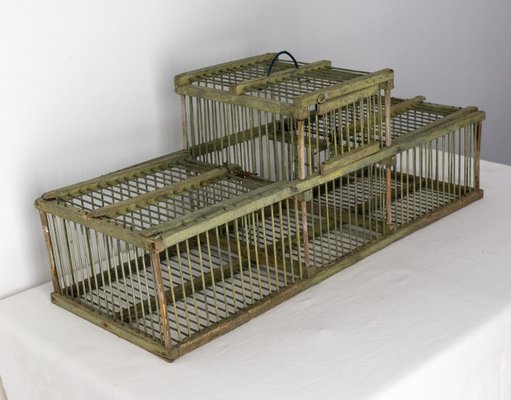 Antique French Country Beech & Iron Bird Cage, 1890s-RIU-1433123