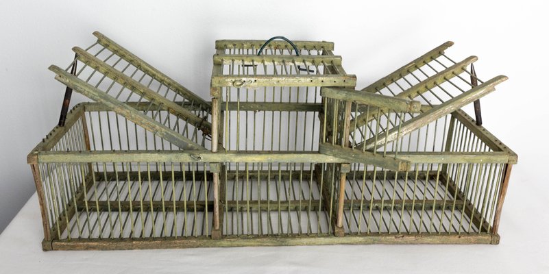 Antique French Country Beech & Iron Bird Cage, 1890s-RIU-1433123