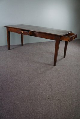 Antique French Dining Table with Two Drawers-HPP-1738350