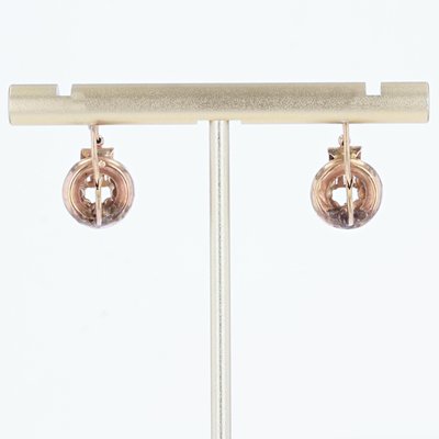 Antique French Earrings in 18K Rose Gold with Natural Pearl-OLU-1352495