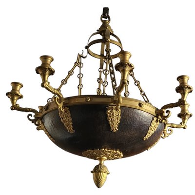 Antique French Empire Ceiling Lamp in Gilded Bronze, 1800s-TCS-1442231