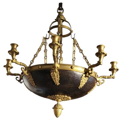 Antique French Empire Ceiling Lamp in Gilded Bronze, 1800s-TCS-1442231