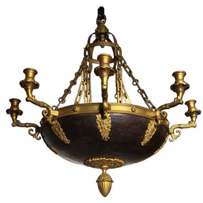 Antique French Empire Ceiling Lamp in Gilded Bronze, 1800s-TCS-1442231