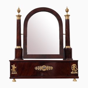 Antique French Empire Dressing Mirror in Mahogany with Gilt Bronze Applications-KKK-1285334