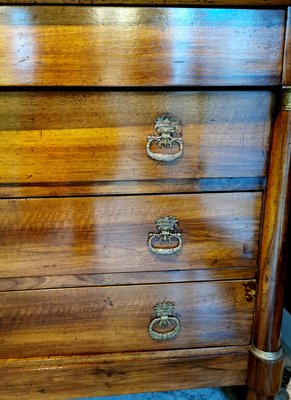 Antique French Empire Walnut & Bronze Chest of Drawers-QRS-579103