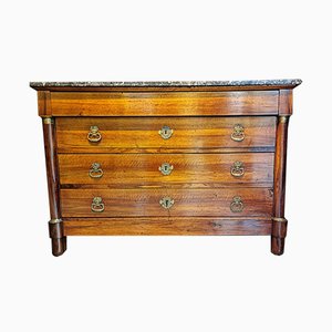 Antique French Empire Walnut & Bronze Chest of Drawers-QRS-579103