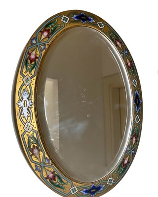 Antique French Enamel Bronze Mirror-OZS-1365144