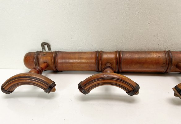 Antique French Faux Bamboo Wall Mounted Coat Rack, 1920s-WZZ-1819334