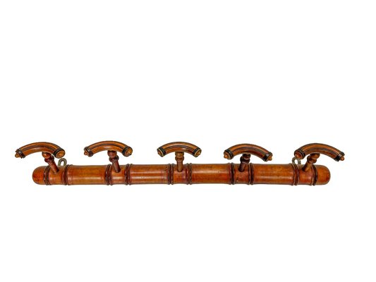 Antique French Faux Bamboo Wall Mounted Coat Rack, 1920s-WZZ-1819334