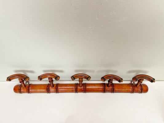 Antique French Faux Bamboo Wall Mounted Coat Rack, 1920s-WZZ-1819334