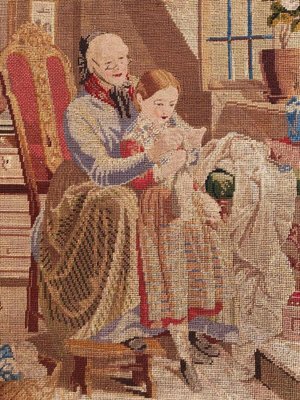 Antique French Fine Needlepoint Tapestry-YMM-1061786