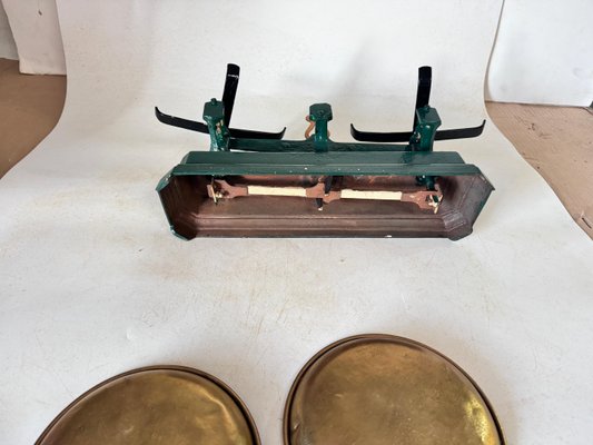 Antique French Green and Gold Wrought Iron and Brass Scale, 19th Century-UR-1806483