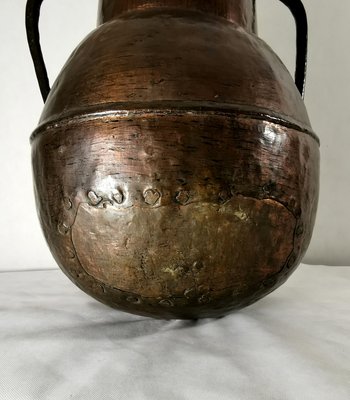 Antique French Hammered Copper Jug-QRS-571846