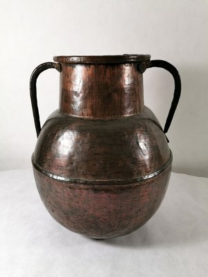 Antique French Hammered Copper Jug-QRS-571846