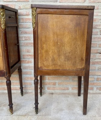 Antique French Louis XVI Walnut and Bronze Nightstands, 1920s, Set of 2-NOU-1743158