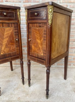 Antique French Louis XVI Walnut and Bronze Nightstands, 1920s, Set of 2-NOU-1743158