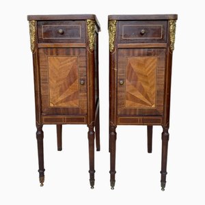 Antique French Louis XVI Walnut and Bronze Nightstands, 1920s, Set of 2-NOU-1743158