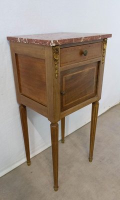 Antique French Mahogany & Marble Top Nightstand, 1900s-RIU-729576