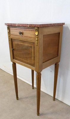 Antique French Mahogany & Marble Top Nightstand, 1900s-RIU-729576