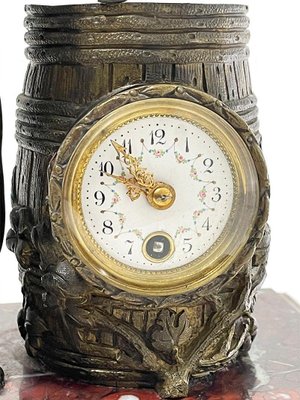 Antique French Mantel Clock in Bronze with Marble Base-UCH-1372784