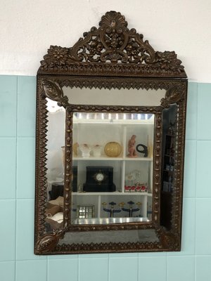 Antique French Mirror in Brass in Louis XIV Style-FOV-1807146