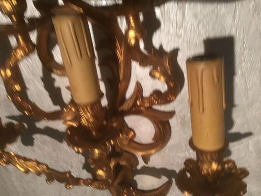 Antique French Model Luigi Chandelier Gilded Sconces, 1800s, Set of 2-ERB-626987