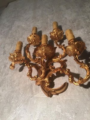 Antique French Model Luigi Chandelier Gilded Sconces, 1800s, Set of 2-ERB-626987