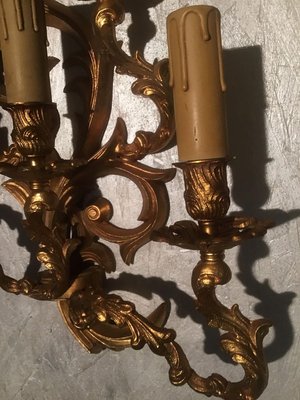 Antique French Model Luigi Chandelier Gilded Sconces, 1800s, Set of 2-ERB-626987