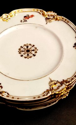 Antique French Napoleon III Hand-Painted Dishes from Porcelaine de Paris, Set of 10-QRS-666472