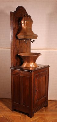 Antique French Oak & Copper Washstand, 1800s-HPU-846946