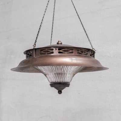 Antique French Pagoda Style Glass and Metal Pendant Light-JRP-1819178