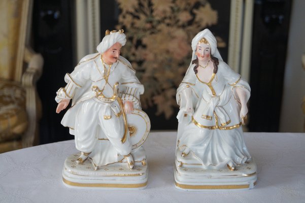 Antique French Paris Porcelain Porte Plume Statues for Ink Pens, 1835, Set of 2-DVX-1811217