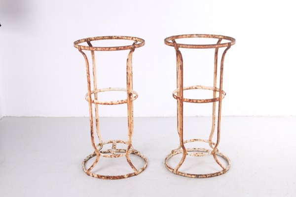 Antique French Patinated Wrought Iron Garden Stands, Set of 2-EZZ-878833