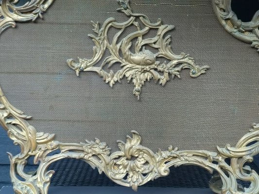 Antique French Rococo Style Fireplace Screen in Brass, 1890s-URP-1740256