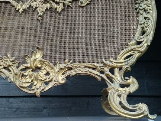 Antique French Rococo Style Fireplace Screen in Brass, 1890s-URP-1740256