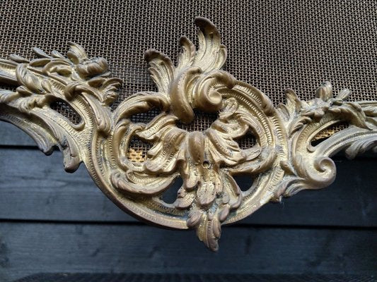 Antique French Rococo Style Fireplace Screen in Brass, 1890s-URP-1740256