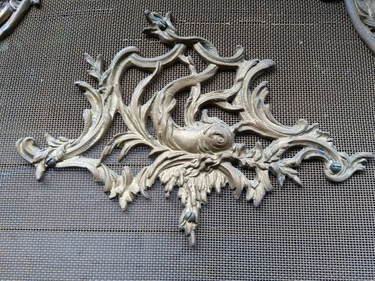 Antique French Rococo Style Fireplace Screen in Brass, 1890s-URP-1740256