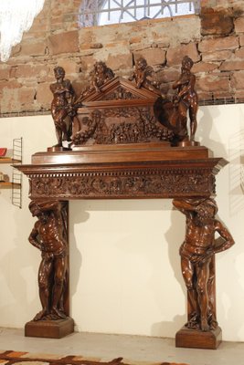 Antique French Sculpted Fireplace in Wood-WEQ-1339091