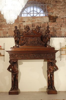 Antique French Sculpted Fireplace in Wood-WEQ-1339091